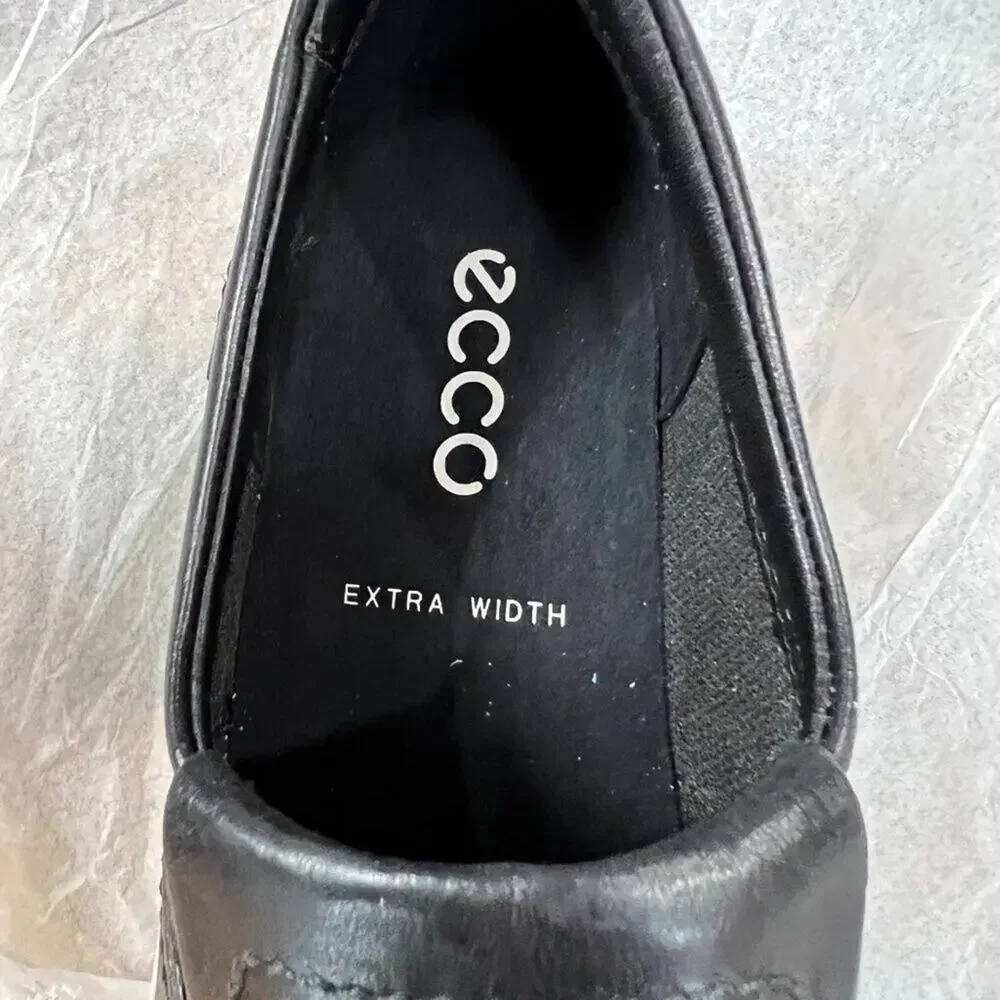 ECCO Soft 7 Slip-On Sneakers SIZE 36 Black Perforated Leather Walking Shoes NIB